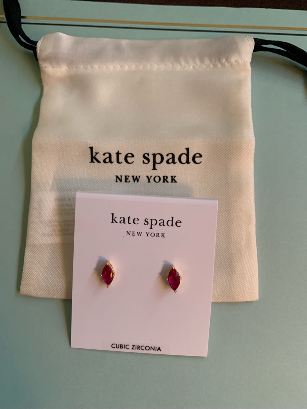 kate spade Gold-Tone Earrings with Deep Pink Marquise Stones